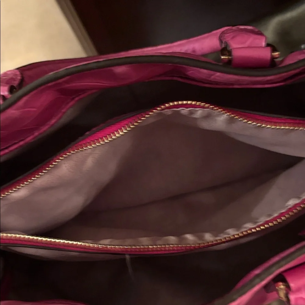 Michael Kors Dillon Fuchsia Crocodile-Embossed Satchel - Picture 11 of 13